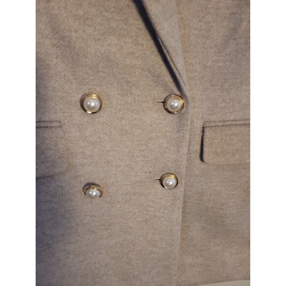 New Loft  Nueral Brushed Oatmeal Double Breasted Pearl Button Blazer Coat Sz 4 - Picture 5 of 8
